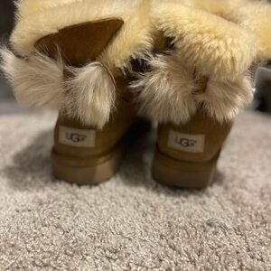 UGG Tan Boots with Cream Fur Trim
